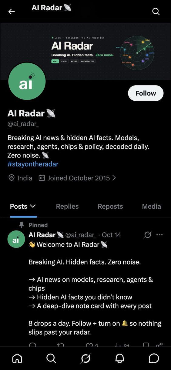 The @ai_radar_ profile on X