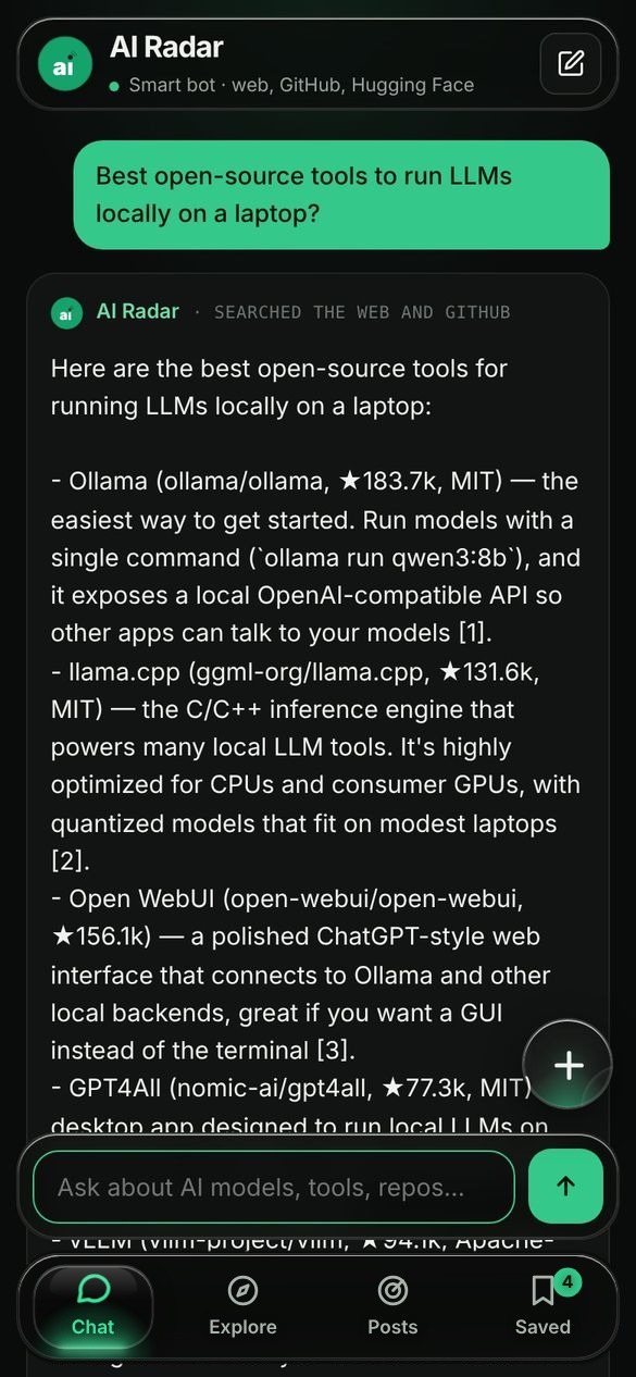 Chat: an answer about open-source tools for running LLMs on a laptop, with numbered sources